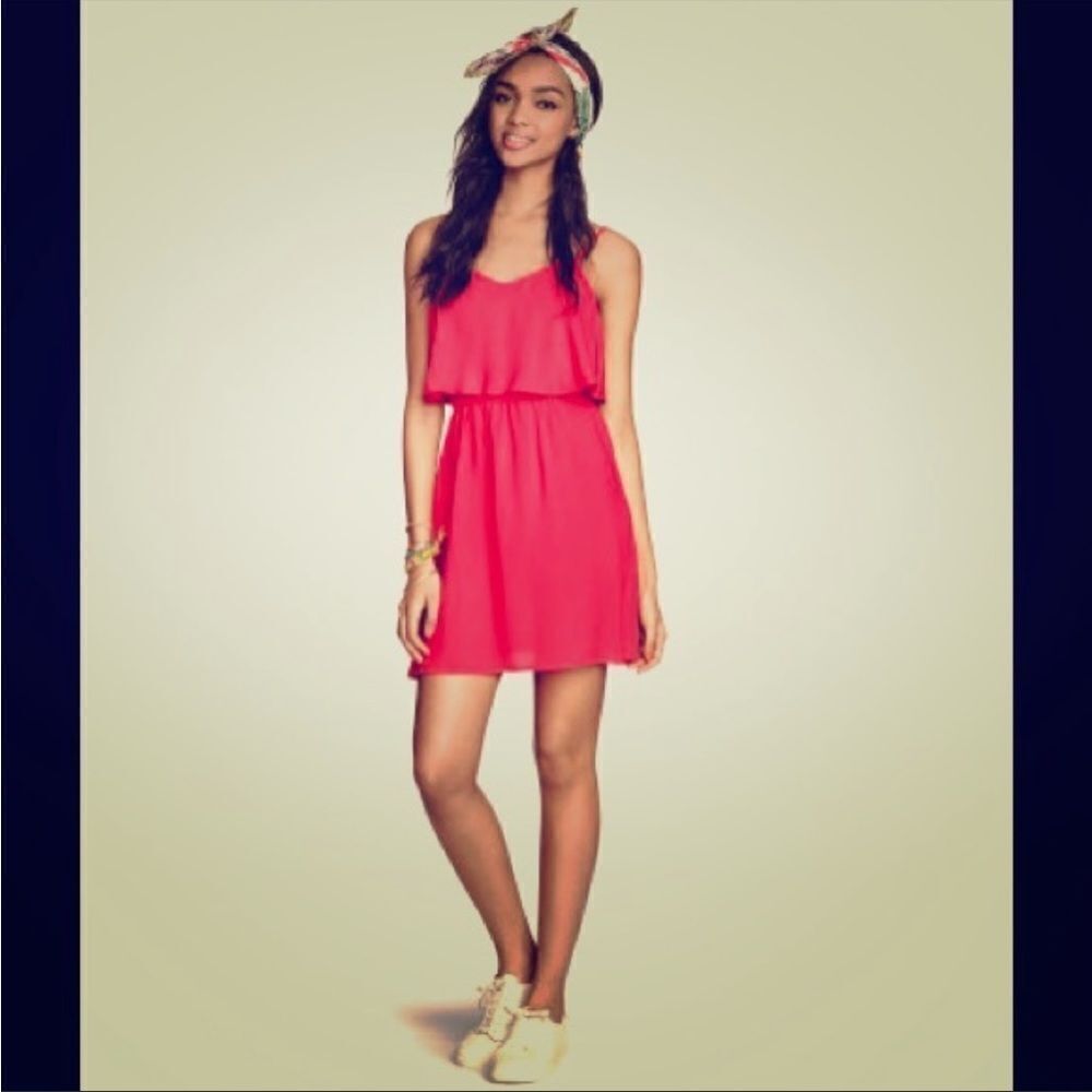 H&M Loves Coachella Red Mini Ruffle Dress